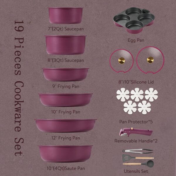 Kitchen Cookware Sets Non Stick, Removable Handle with 67% Off (Limited time deal) - Image 4