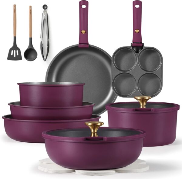 Kitchen Cookware Sets Non Stick, Removable Handle with 67% Off (Limited time deal)